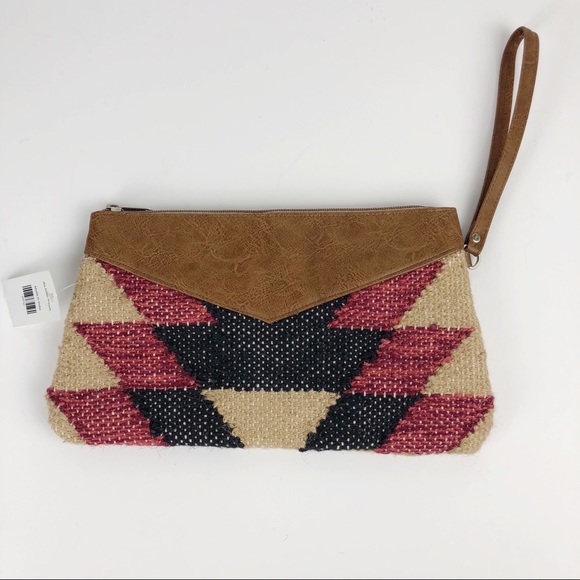 unknown Handbags - Aztec Print Jute Cotton Wristlet Southwest unknown Handbags - Aztec Print Jute Cotton Wristlet Southwest
